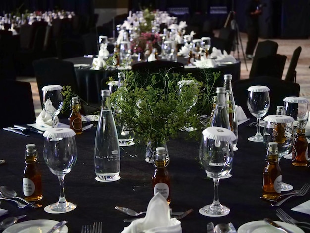 Formal dinner table arrangement